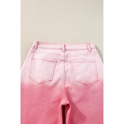Pink Scattering Rhinestone Gradient Denim Pants