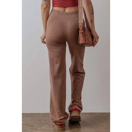 Straw Yellow High Waist Straight Leg Knitted Pants
