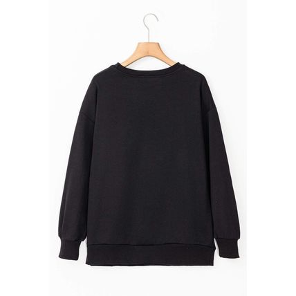 Black Tinsel Game Day Drop Shoulder Graphic Sweatshirt