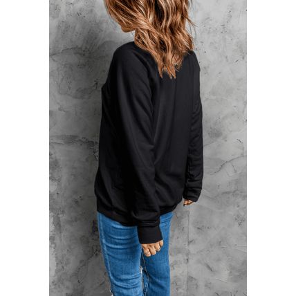 Black Rhinestone Christmas Tree Graphic Pullover Sweatshirt