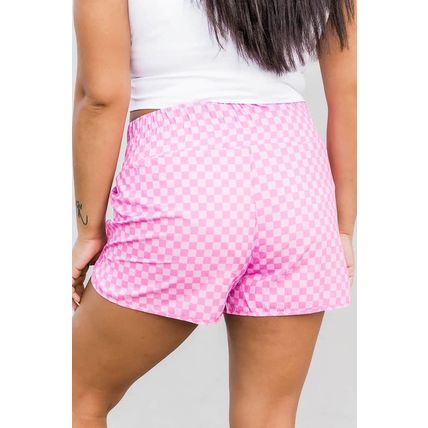 Pink Plaid High Waisted Athletic Shorts
