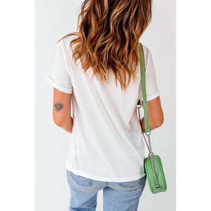 White Sequin mama Graphic Crewneck T Shirt