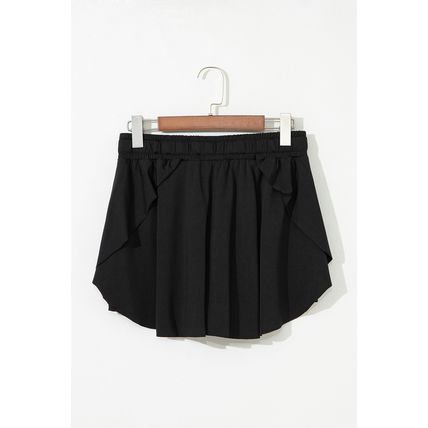 Black Drawstring High Waist Lined Tennis Skorts