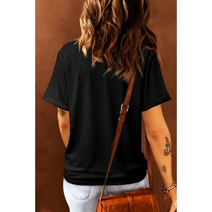 Black Western Bull Head Embroidered Pattern T Shirt