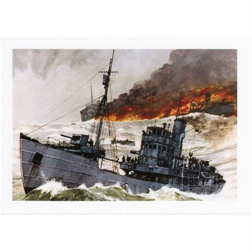 Maritime Art Postcard Trawlers go to War Chris Mayger Painting WW2 Navy