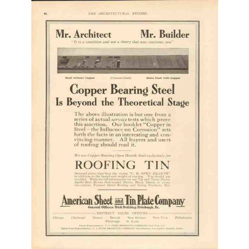 american sheet tin plate company 1913 copper bearing steel vintage ad