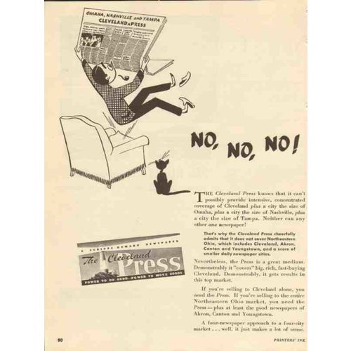 cleveland press 1947 no coverage ne ohio newspaper media vintage ad