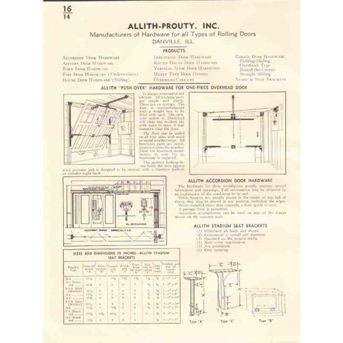 allith-prouty inc 1941 overhead rolling door hardware vintage catalog