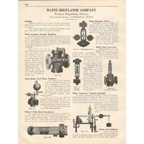 watts regulator company 1931 pressure regulator valves vintage catalog