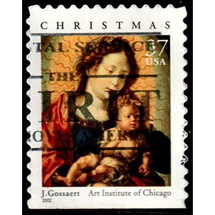 USA 2002 Christmas 37c Used bkt Stamp.