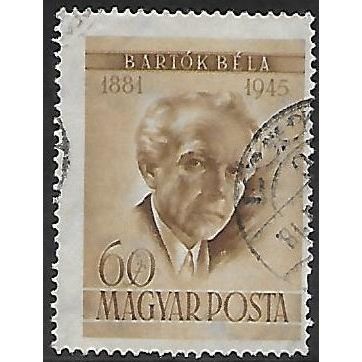 Mi 1450: 60 f. olive-brown Stamp Day: Béla Bartók (1881-1945), Composer
