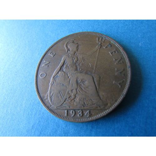 1934 GEORGE V ONE PENNY FREE POST COIN - 3. AS