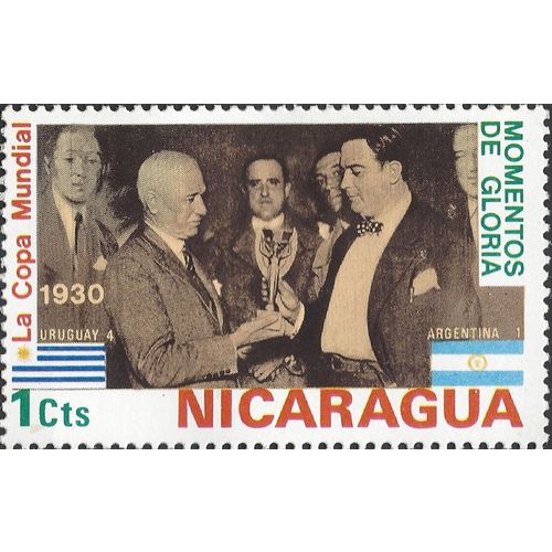 NICARAGUA, FOOTBALL, World Cup 1930, Uruguay-Argent, violet 1974, 1c