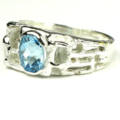 Swiss Blue Topaz, 925 Sterling Silver Men's Ring, SR197