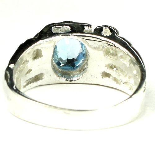 Swiss Blue Topaz, 925 Sterling Silver Men's Ring, SR197