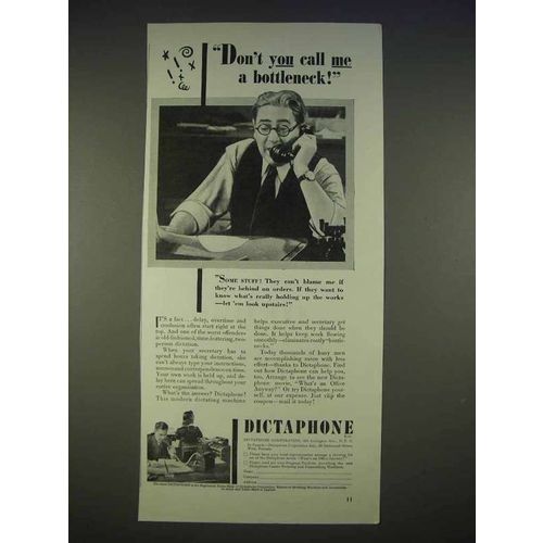 1940 Dictaphone Machine Ad - Don't Call Me a Bottleneck