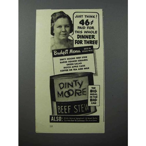 1940 Dinty Moore Beef Stew Ad - Just Think!