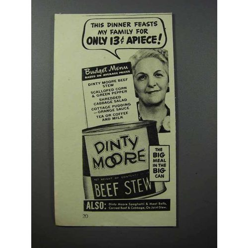 1940 Dinty Moore Beef Stew Ad - Dinner Feasts