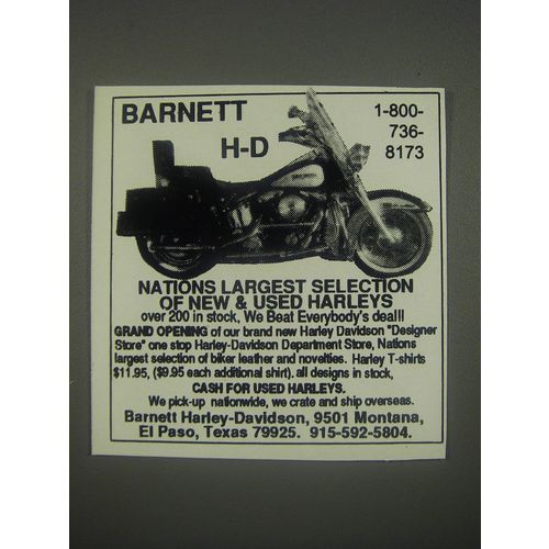1991 Barnett Harley-Davidson Motorcycle Advertisement