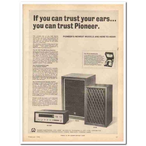 PIONEER ELECTRONICS CORP 1968 SX-700T CS-63 CS-88 stereo vintage ad