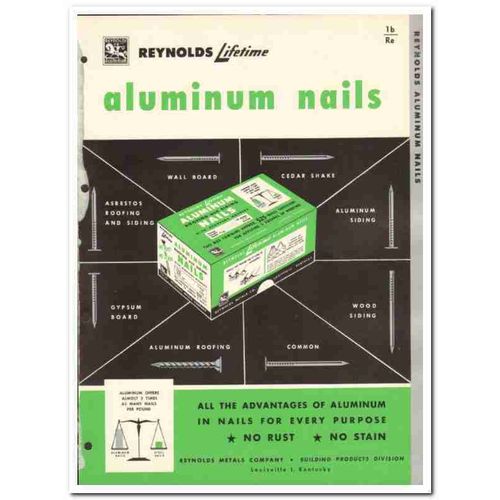 REYNOLDS METALS COMPANY 1954 Lifetime aluminum nails vintage catalog
