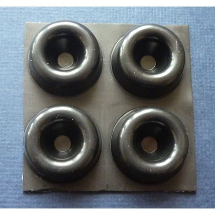 4 Black Self Adhesive Recessed Bumpers, Stops, Rubber Feet 22.3 mm x 10.1 mm