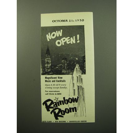 1950 Rainbow Room Ad - Now Open!