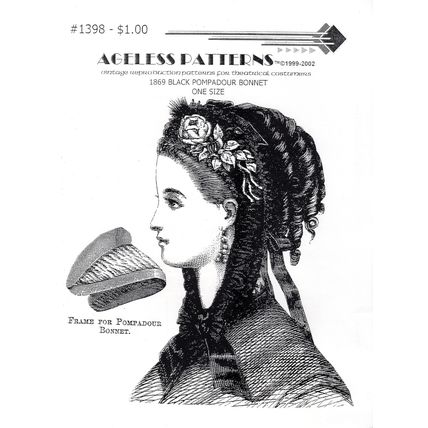 1869 Black Pompadour Bonnet sewing pattern