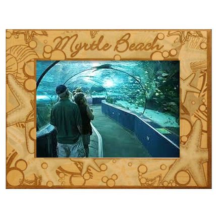 Myrtle Beach with Starfish Laser Engraved Wood Picture Frame Landscape (3 x 5)