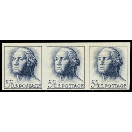 1229b, 5¢ VF Mint NH Imperforate Error Strip of Three - Stuart Katz