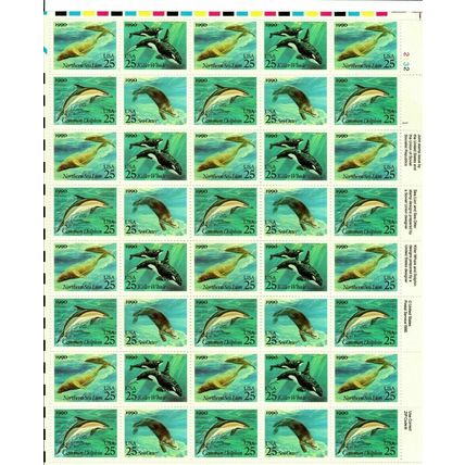 Sea Creatures Mint Sheet of Forty 25 Cent Postage Stamps Scott 2508-11