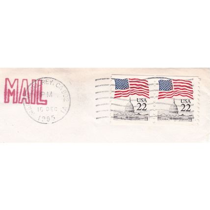 Marina Delray postmark United States 1985 on Flag over Capitol 22c (2) VGC