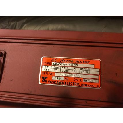 YASKAWA USASEM-18YR23 AC SERVO MOTOR, 1.54 kW, RPM: 2000,EX