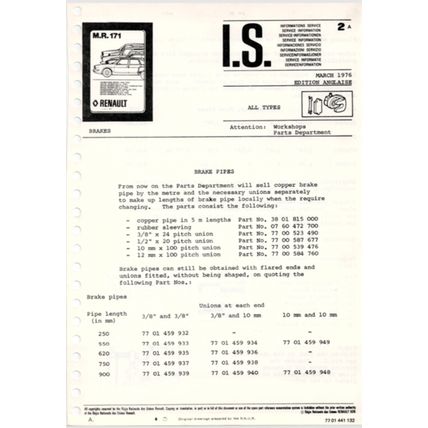 Renault MR171 Service Bulletins 1978 To 1981 PDF