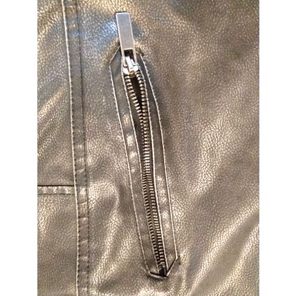 Men's VTG Arizona Jean Co Biker Motorcycle Jacket Black XL White Striped Sleeves