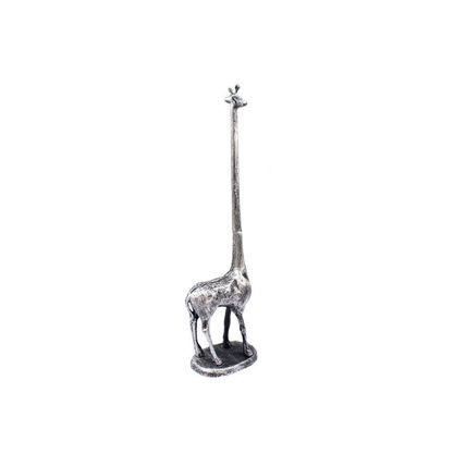 Rustic Silver Cast Iron Giraffe Paper Towel Holder 19"