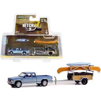 1988 GMC S-15 Sierra Pickup Truck Blue Metallic and White with Stripes and Ca...