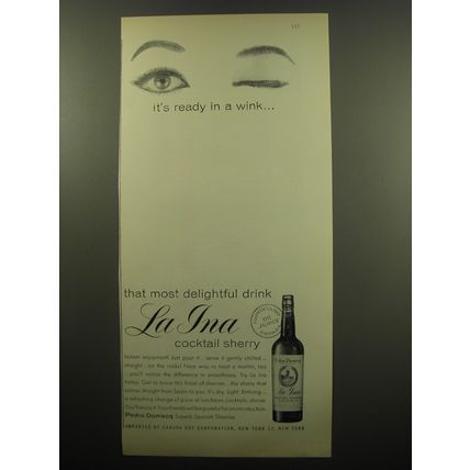 1960 Pedro Domecq La Ina Cocktail Sherry Ad - It's ready in a wink