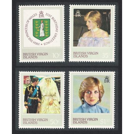 BVI Diana Princess of Wales 21st Birthday 4v 1982 MNH SG#488-491
