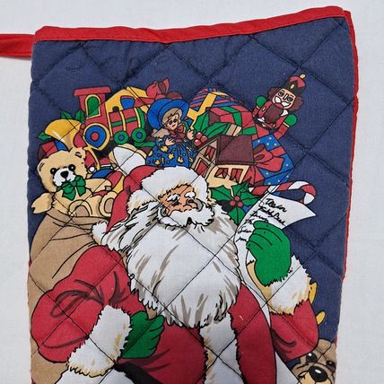 Vintage QUILTED CHRISTMAS STOCKING 16" Bag Gift Santa Gifts Toys Reindeer