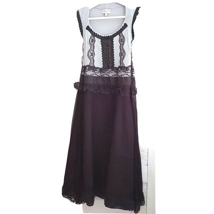Karen Millen Silk Dress Lace Black Grey Size 8 UK