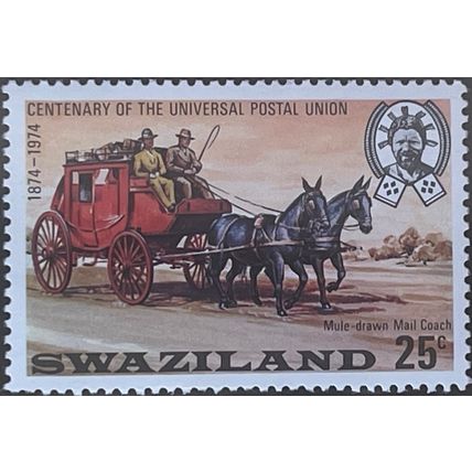 Swaziland QEII 1974 UPU 25c Mule Mail Coach Unmounted Mint MNH SG 218 stamp
