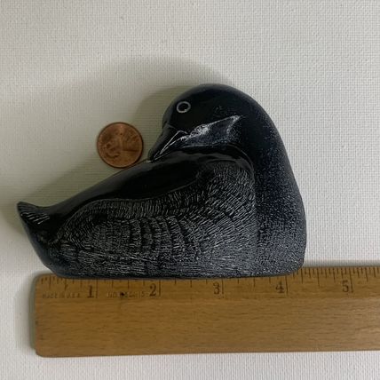 Aardik Collection Carved Black Soapstone Loon/Duck Bird Vintage 1972 Canada 4.25