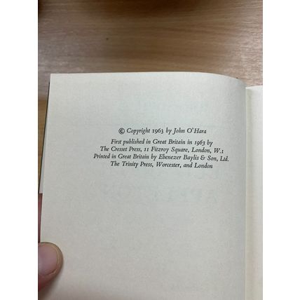 1963 1ST EDITION JOHN O'HARA "ELIZABETH APPLETON" FICTION CRESSET HB BOOK (P4)