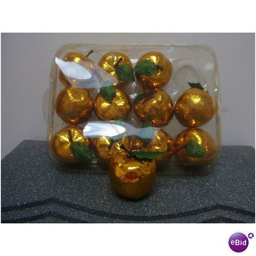 12 Vintage Golden Apples Santa's World Kurt Adler Christmas Tree Ornaments