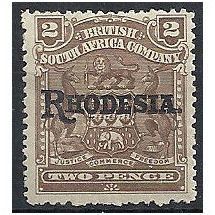 Rhodesia 1909 SG102 2d Brown Mounted Mint . .