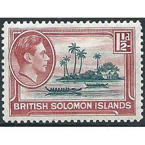 Solomon Islands 1939 SG62 1 1/2d Blue-Green & Carmine Mounted Mint ... .