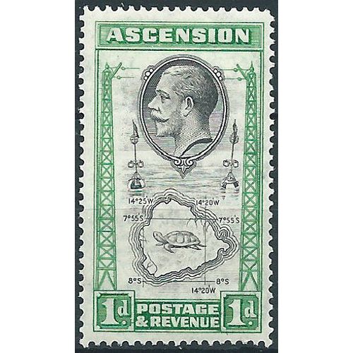 Ascension Island 1934 SG22 1d Black & Emerald Mounted Mint .. ..