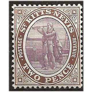 St Kitts-Nevis 1906 SG15 2d Dull Purple & Brown Mounted Mint . ..