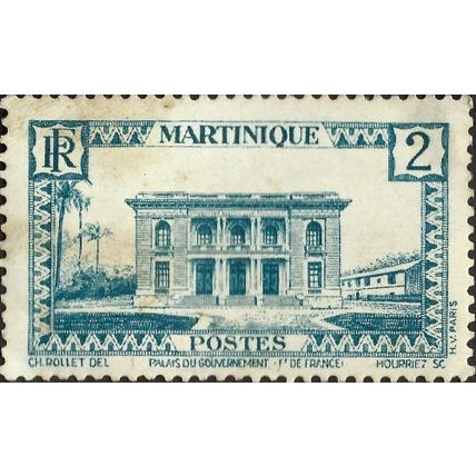 MARTINIQUE, Fort de France: Government Palace, light blue 1933, 2c